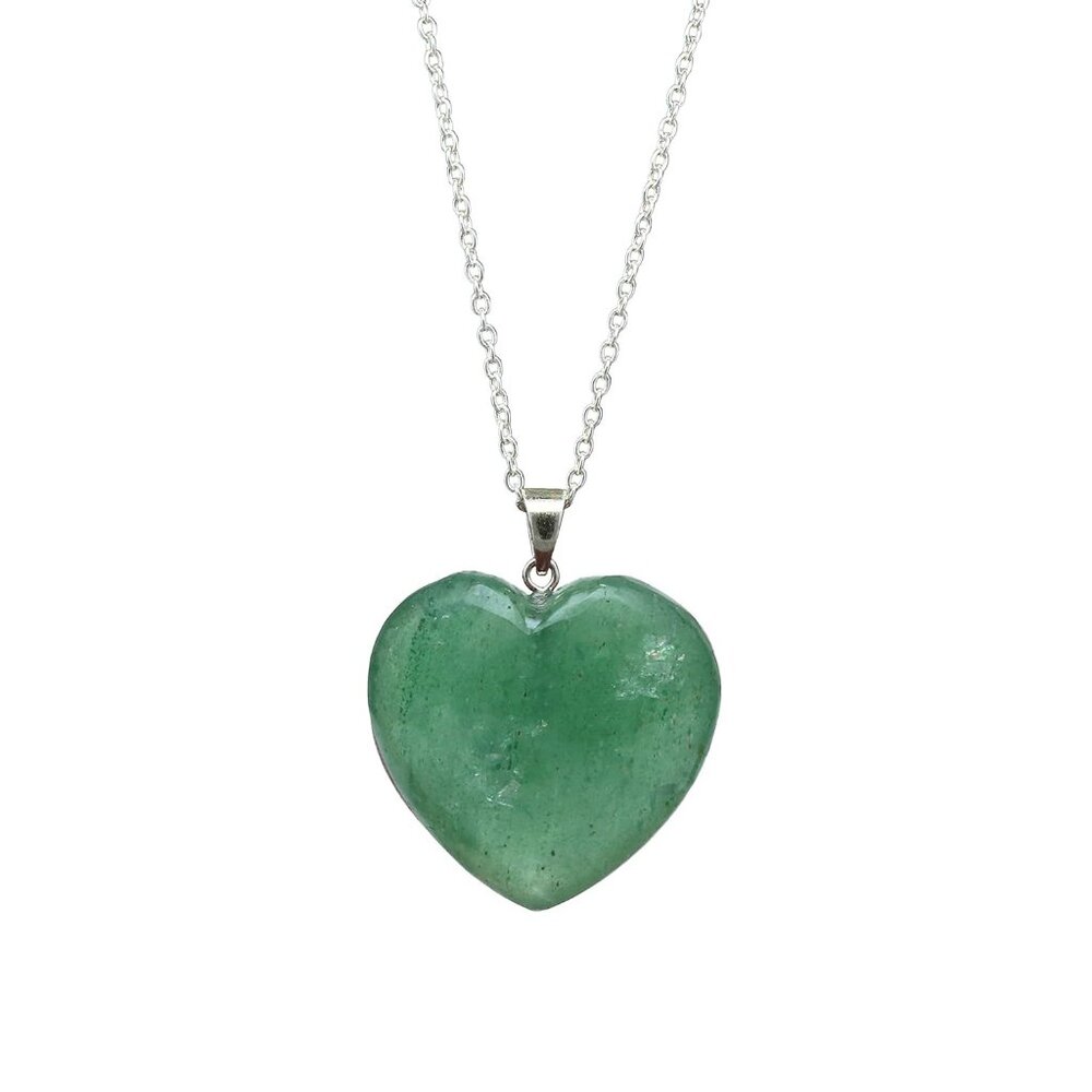 Natural Green Quartz Heart Necklace –‎ Elegant Gemstone Pendant Jewelry Gift